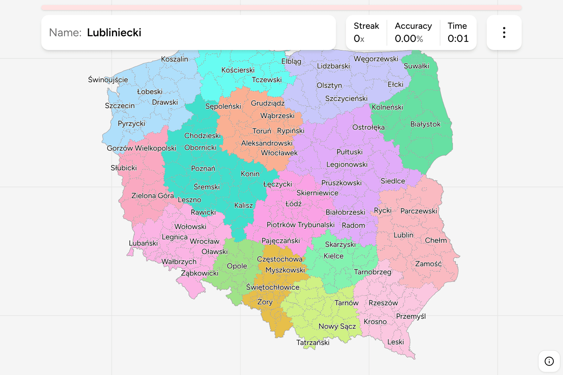 Screenshot of Poland Powiats game