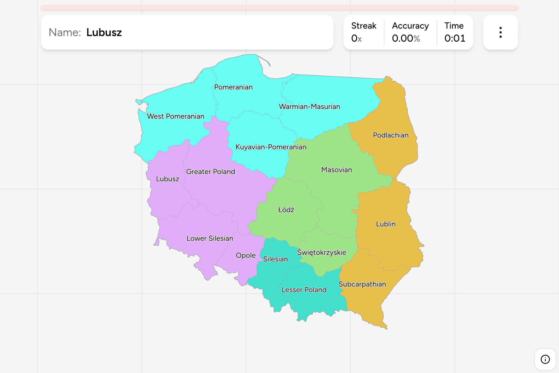 Screenshot of Poland Voivodeships game