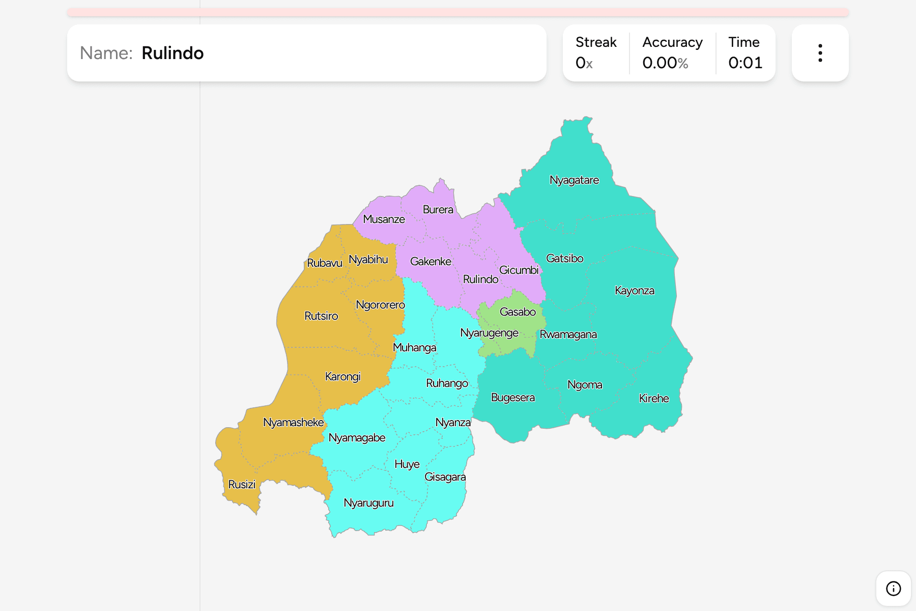 Screenshot of Rwanda Districts game