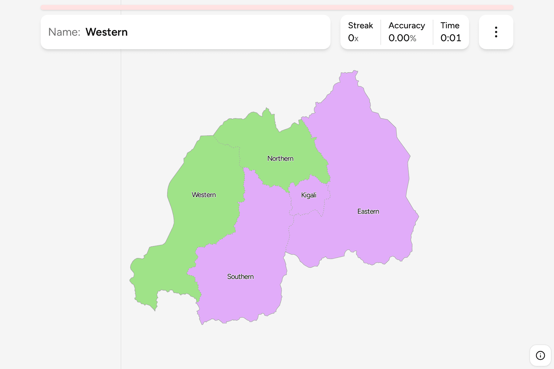 Screenshot of Rwanda Provinces game