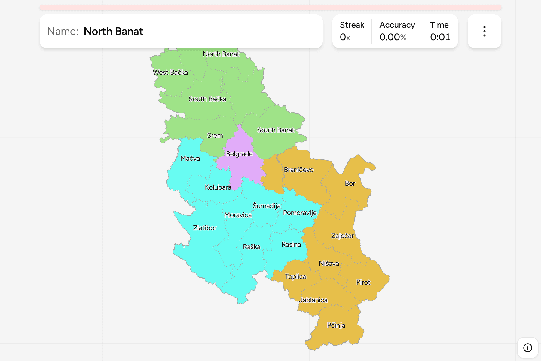 Screenshot of Serbia Districts game
