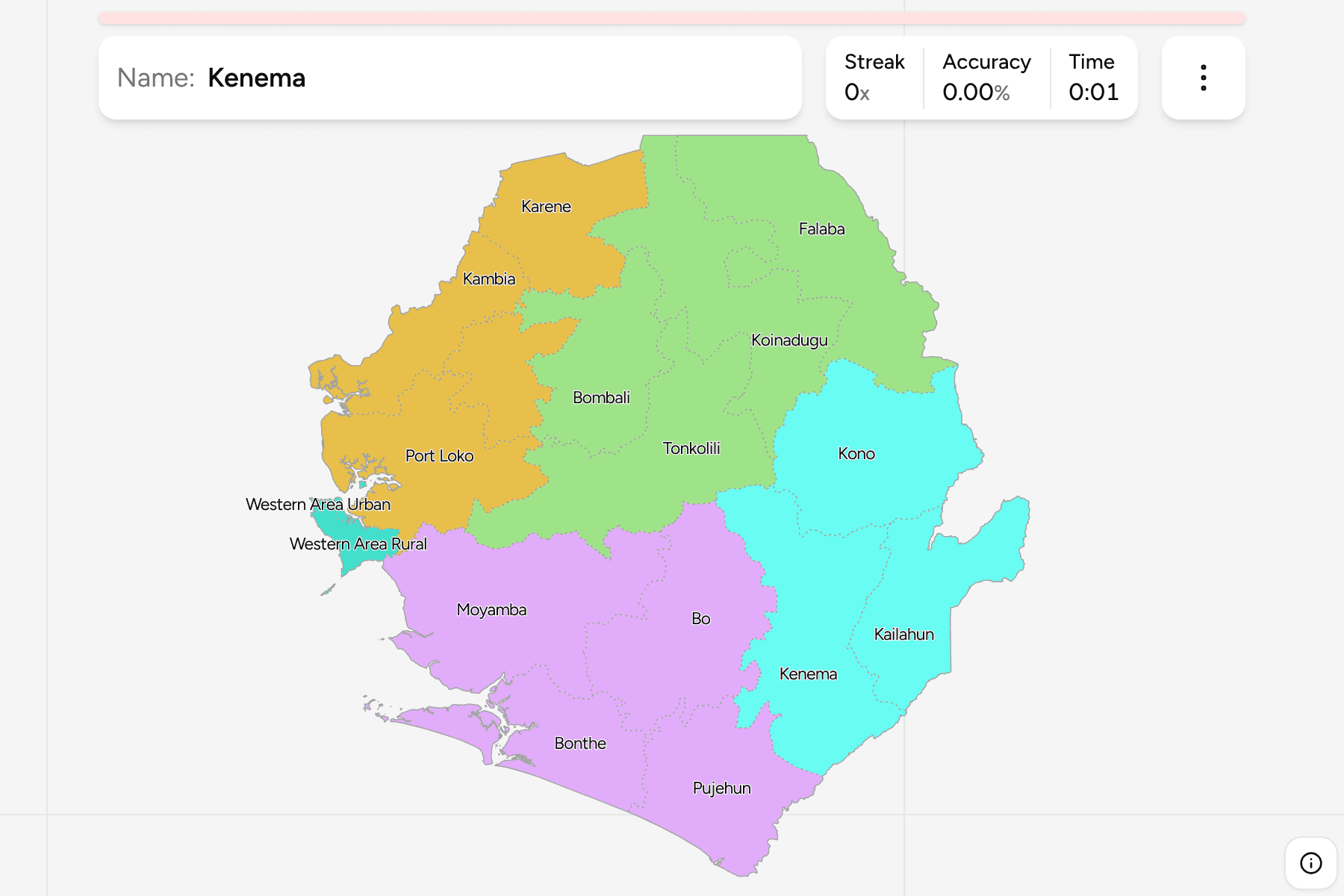 Screenshot of Sierra Leone Districts