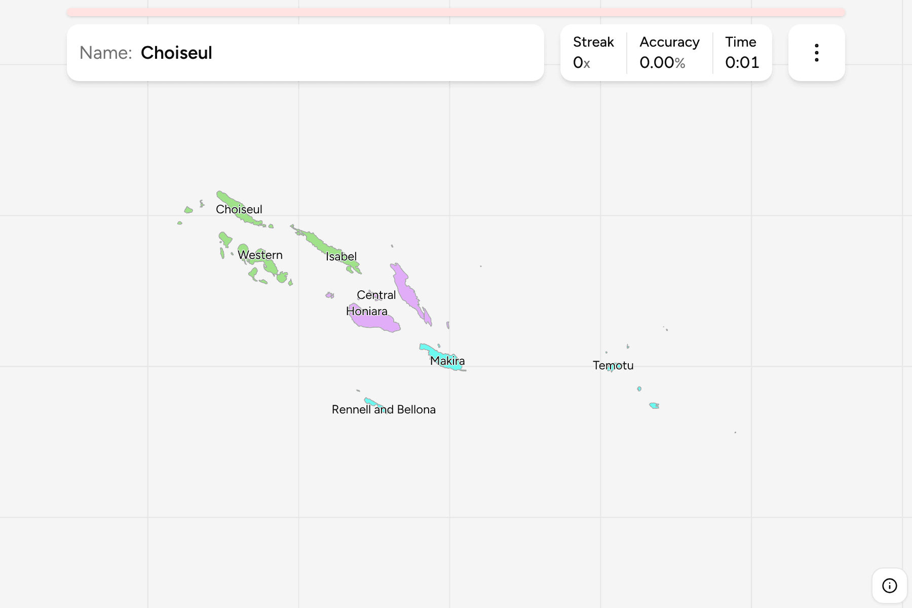 Screenshot of Solomon Islands Provinces game