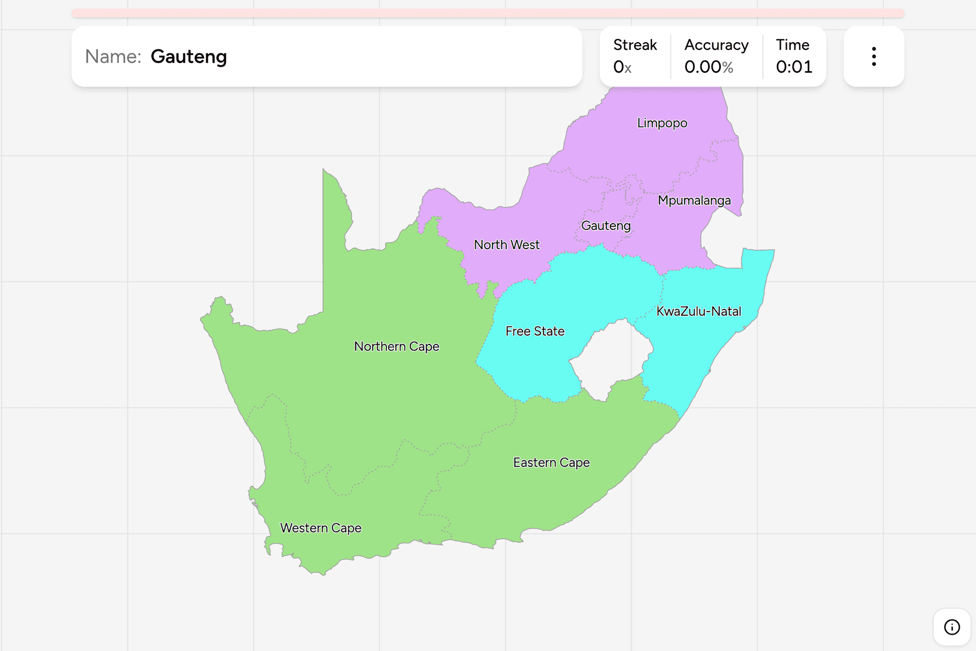 Screenshot of South Africa Provinces game