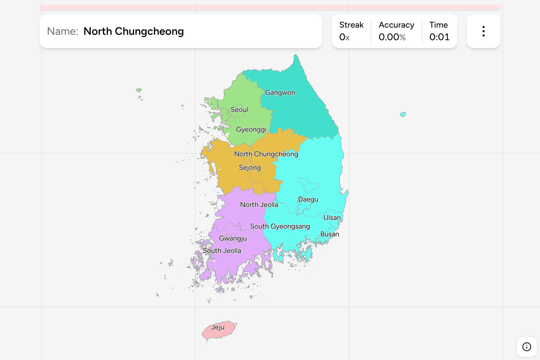 Screenshot of South Korea Provinces game