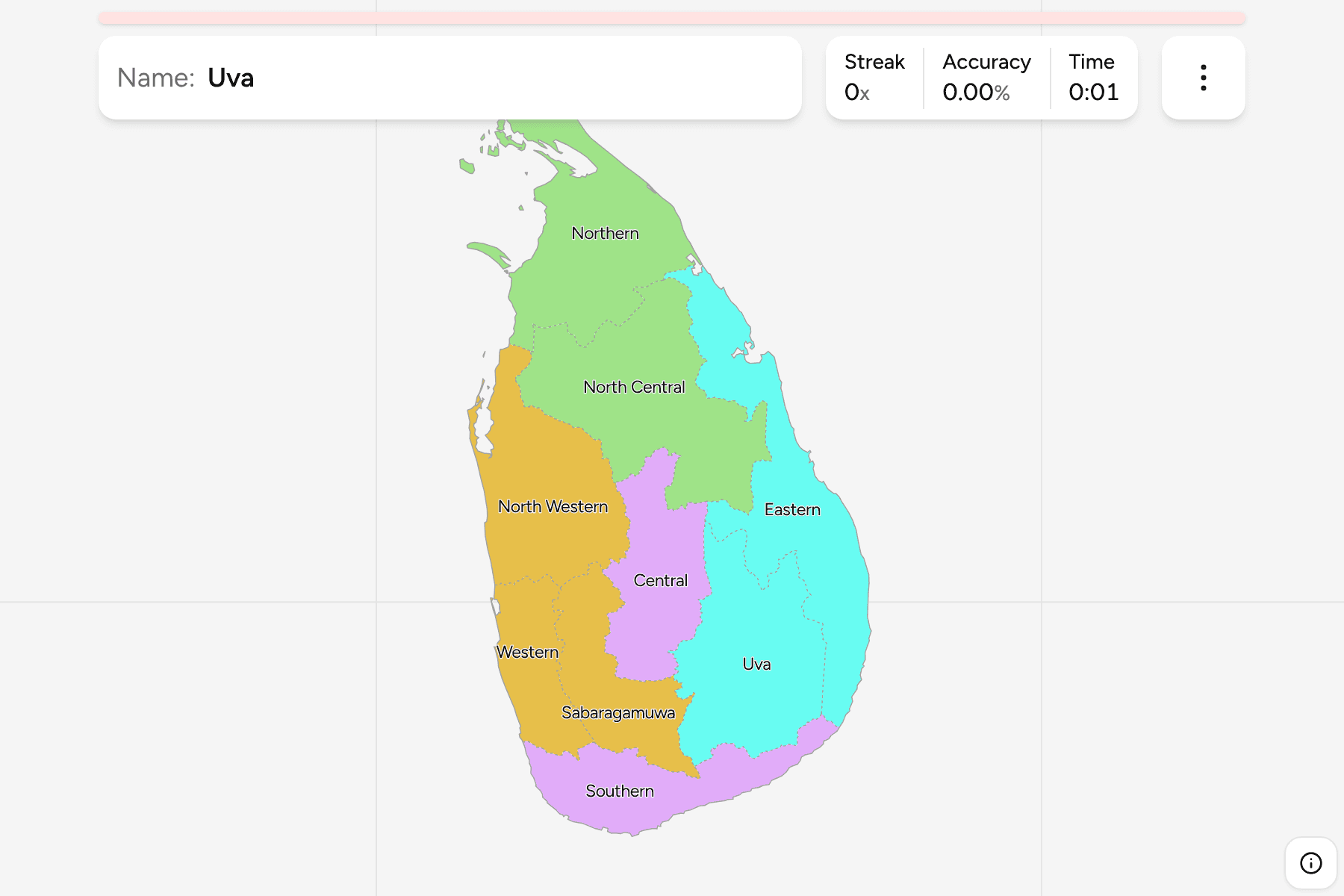 Screenshot of Sri Lanka Provinces game
