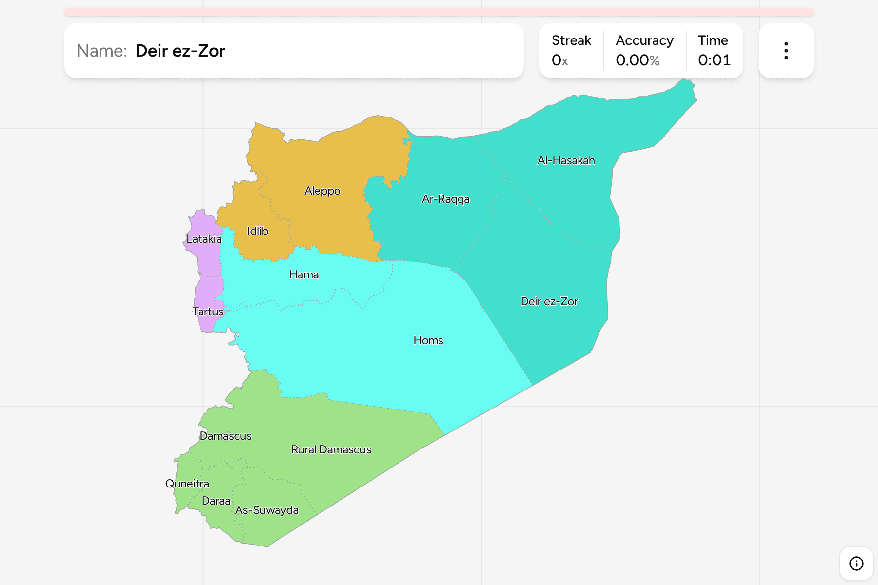 Screenshot of Syria Governorates game