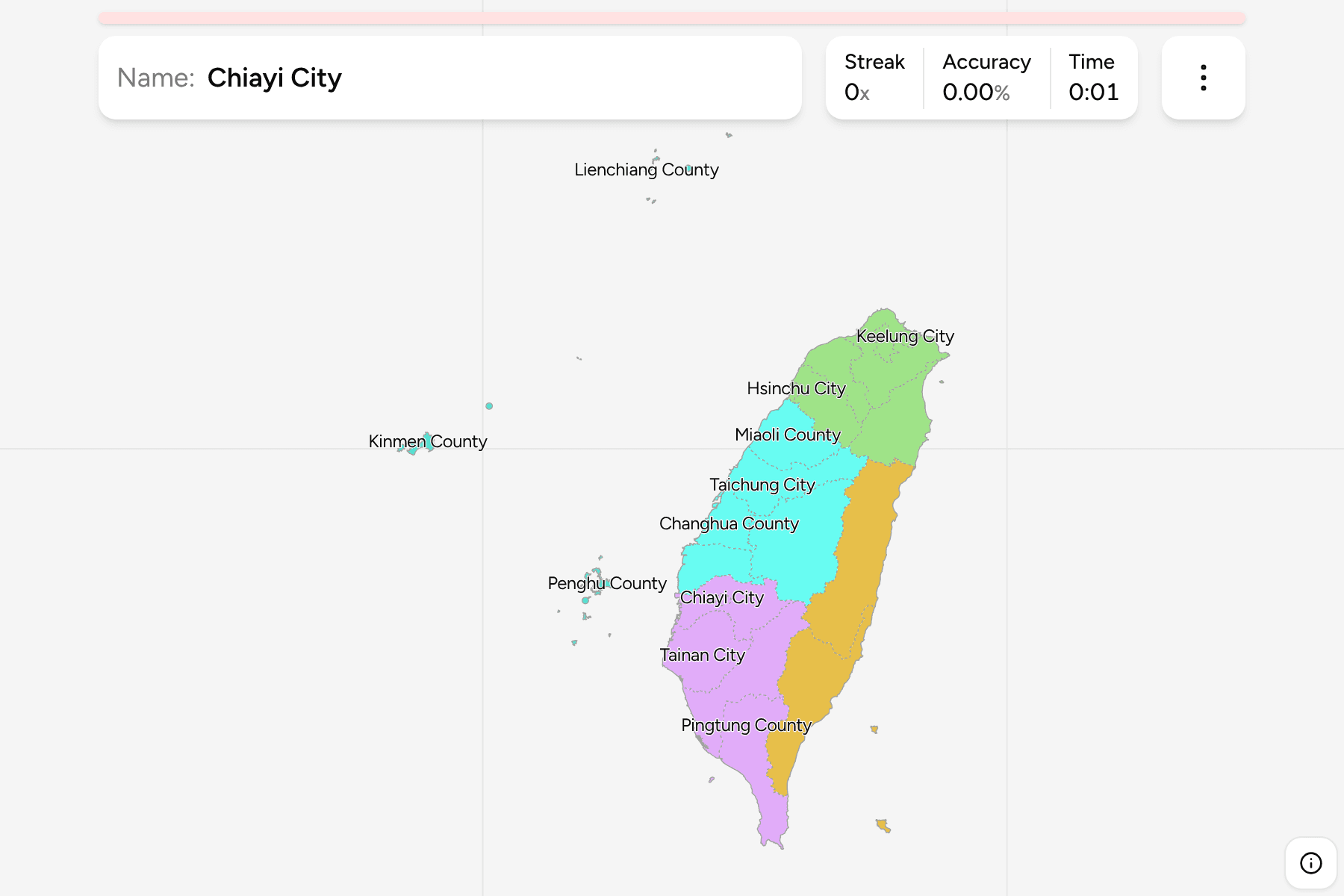 Screenshot of Taiwan Counties game