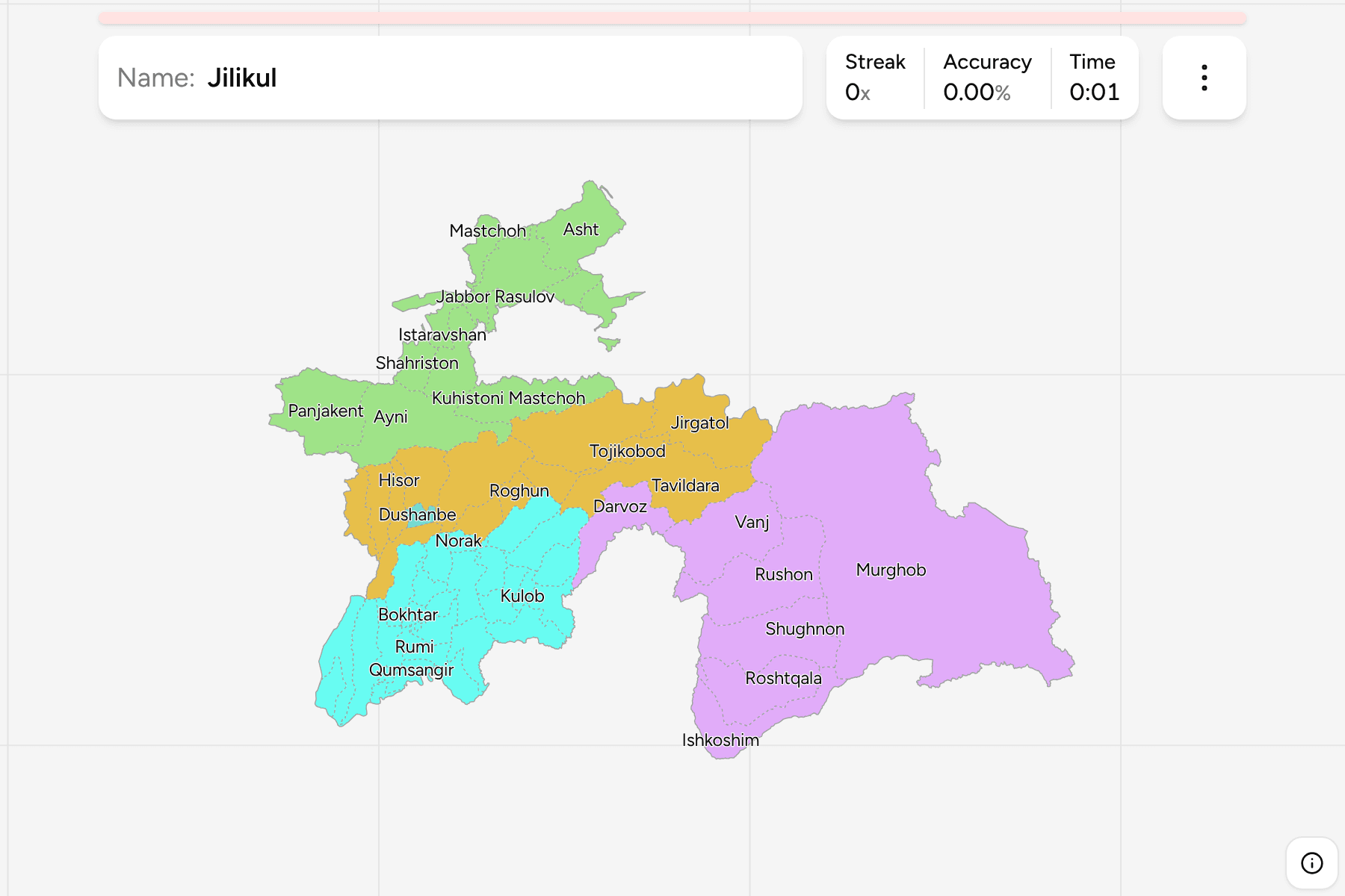 Screenshot of Tajikistan Districts game