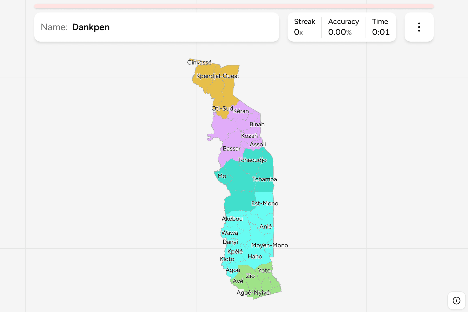 Screenshot of Togo Prefectures game
