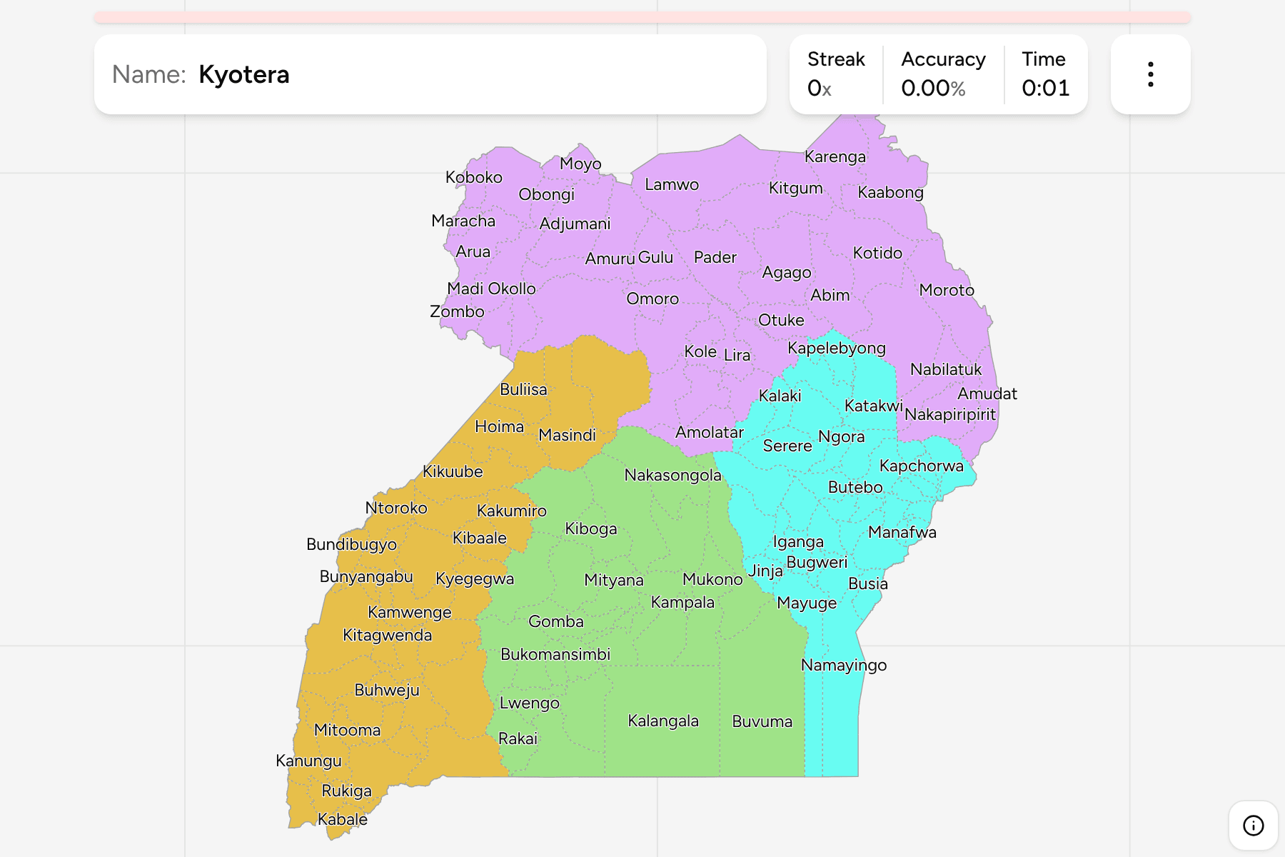 Screenshot of Uganda Districts