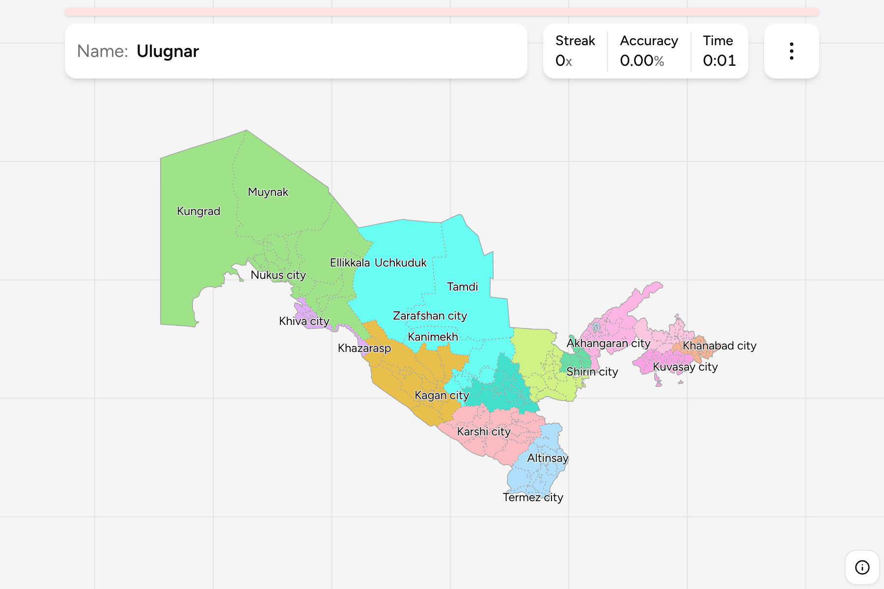 Screenshot of Uzbekistan Districts game