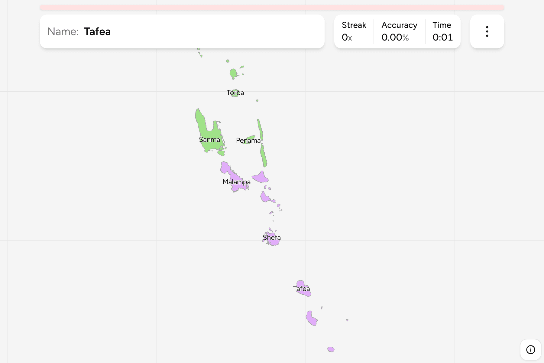 Screenshot of Vanuatu Provinces game