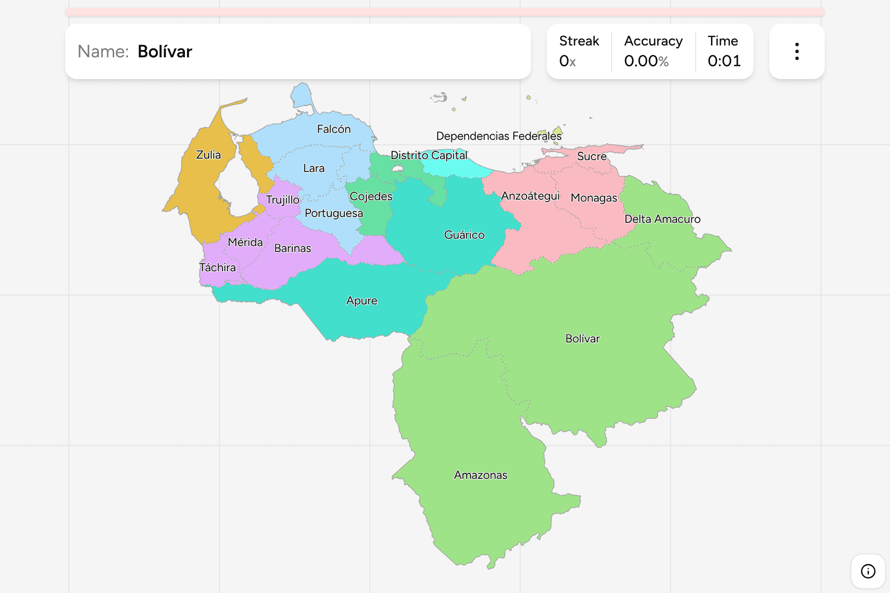 Screenshot of Venezuela States game
