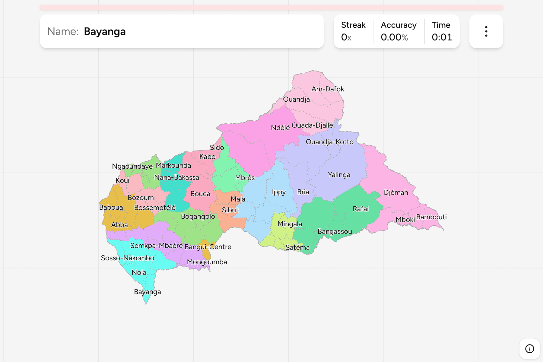 Screenshot of Central African Republic Sub-prefectures