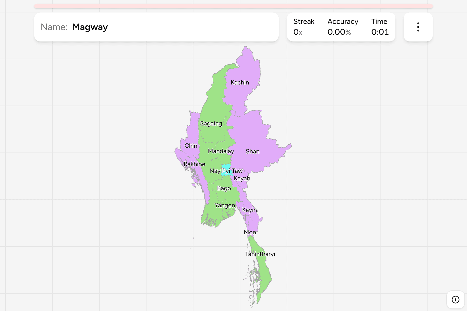 Screenshot of Myanmar States and Regions