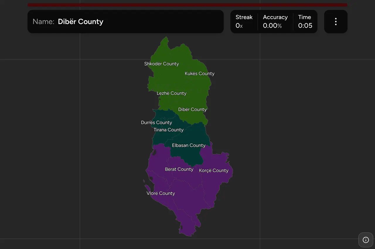 All 21 counties of Croatia, on a map quiz | Mapity