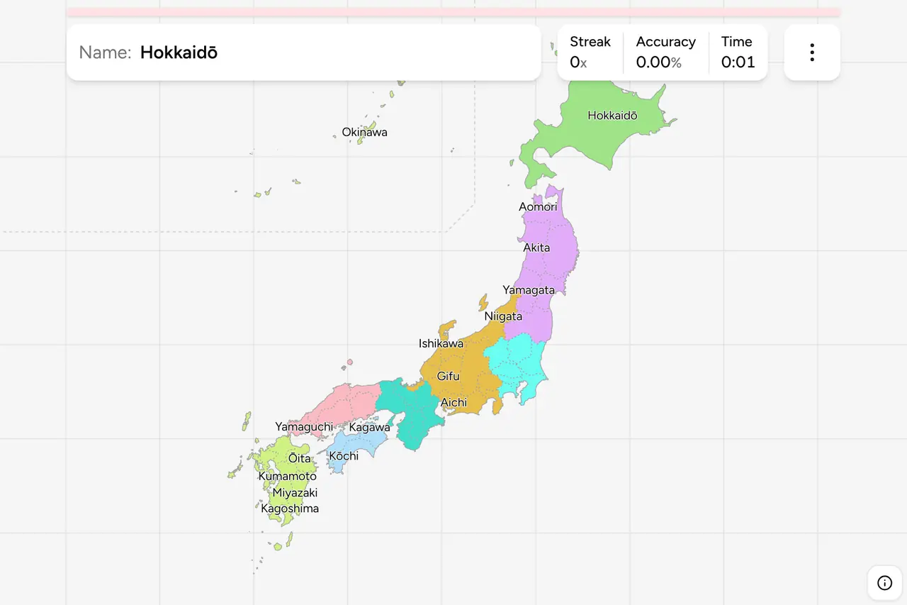 Screenshot of Japan Prefectures