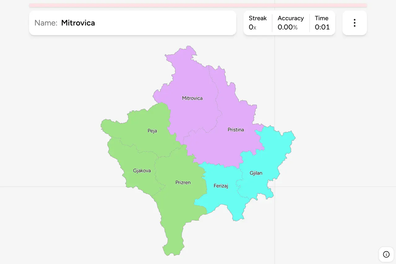 Screenshot of Kosovo Districts