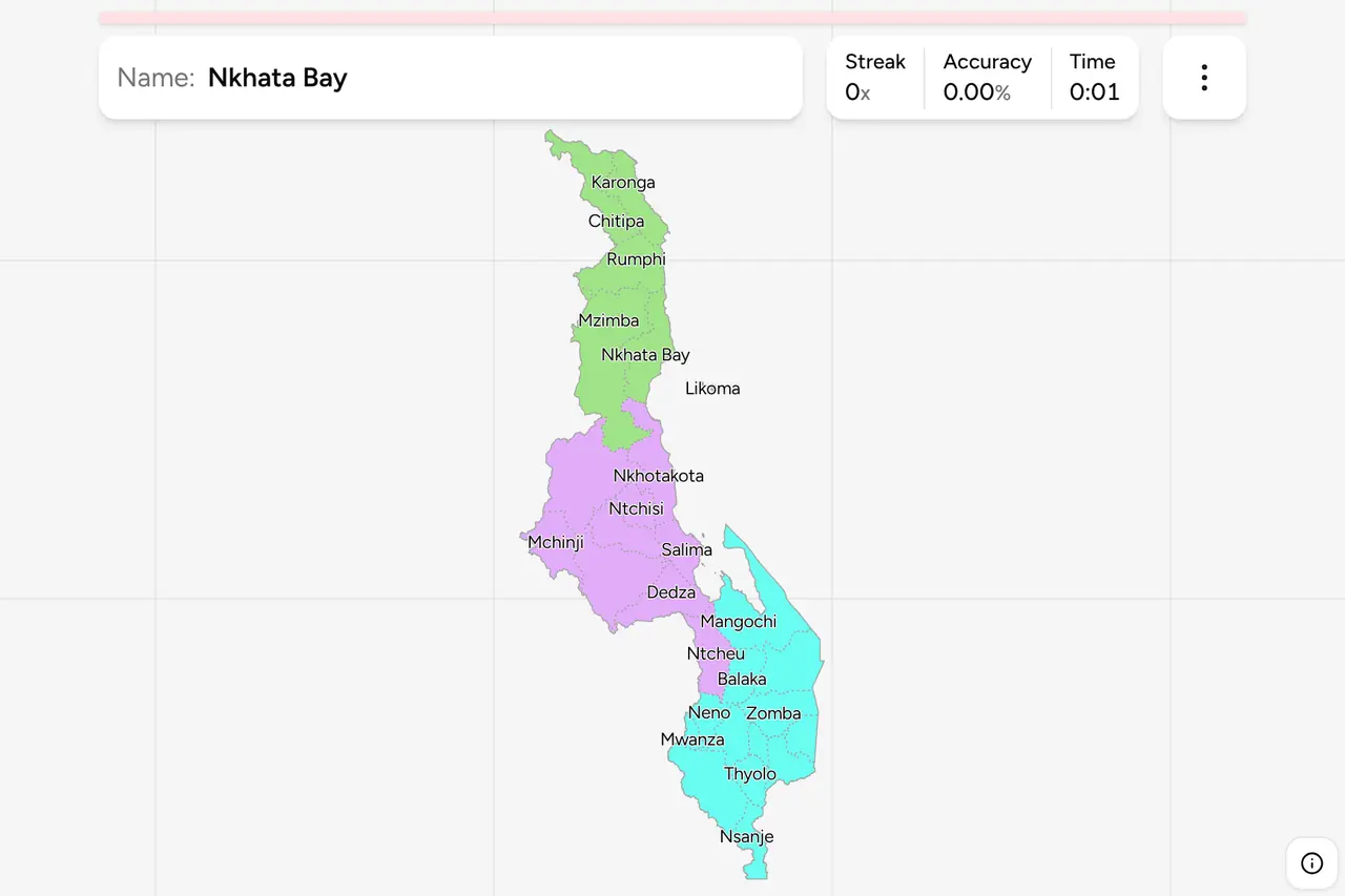 Screenshot of Malawi Districts