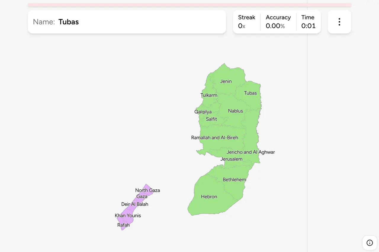 Screenshot of Palestine Governorates