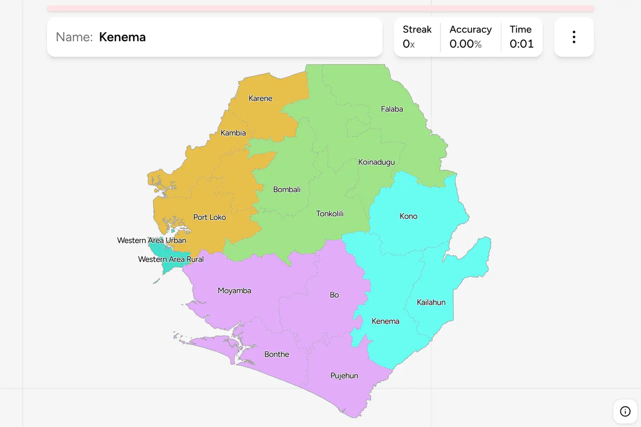 Screenshot of Sierra Leone Districts
